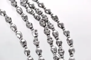 1 Strand Small BLUE Metallic Coated HEMATITE Gemstone SKULL Beads 10x8mm ghe0001