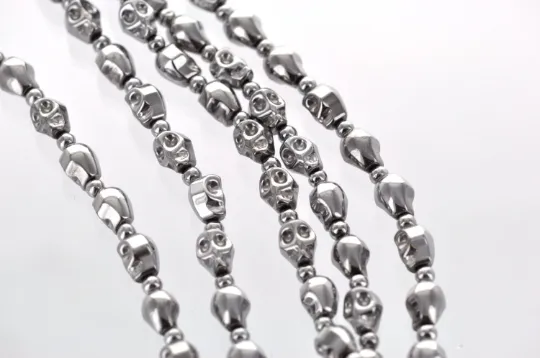 1 Strand Small BLUE Metallic Coated HEMATITE Gemstone SKULL Beads 10x8mm ghe0001