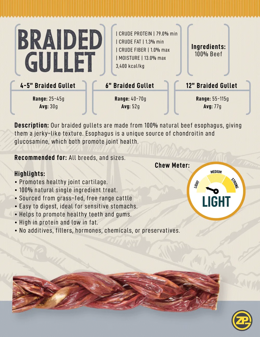 12" Braided Gullet Sticks - Bulk Box