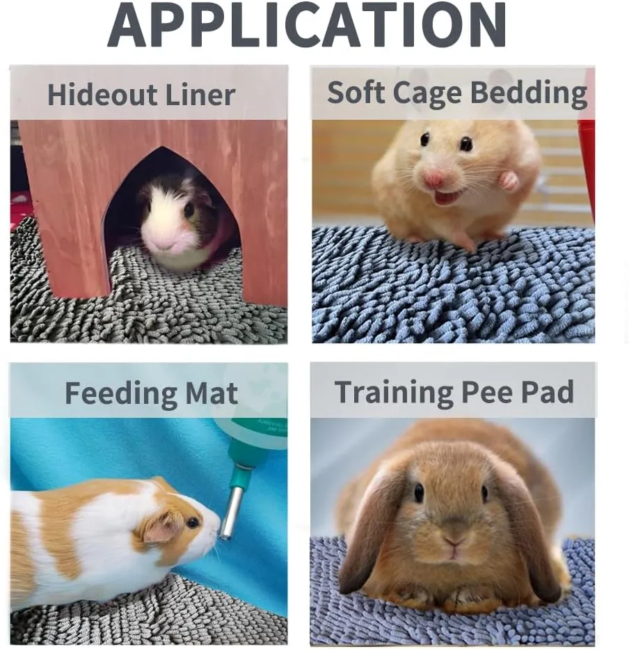 3 Pack Washable Guinea Pigs Cage Liners,24''x16'', Rabbits Fleece Bedding, Soft Warm Chenille Small Animals Sleep Bed Mat, Reusable Pet Pee Pads for Cage Ferrets Bunnies Chinchillas