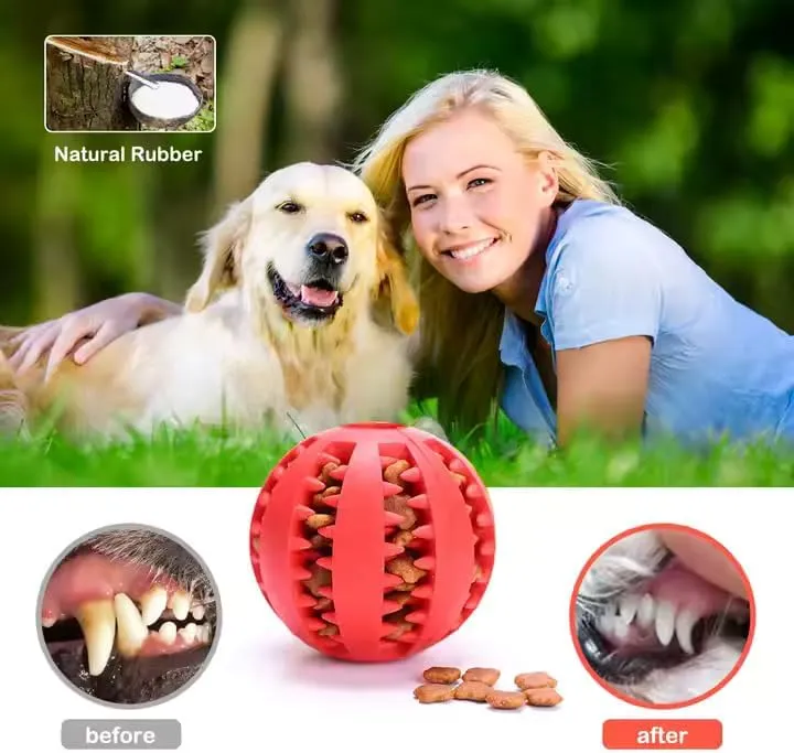 4 Pack Multi-Color Interactive Dog Ball Toy, Dental Cleaning Treat Dispenser, (Blue, Yellow, Orange, Green)