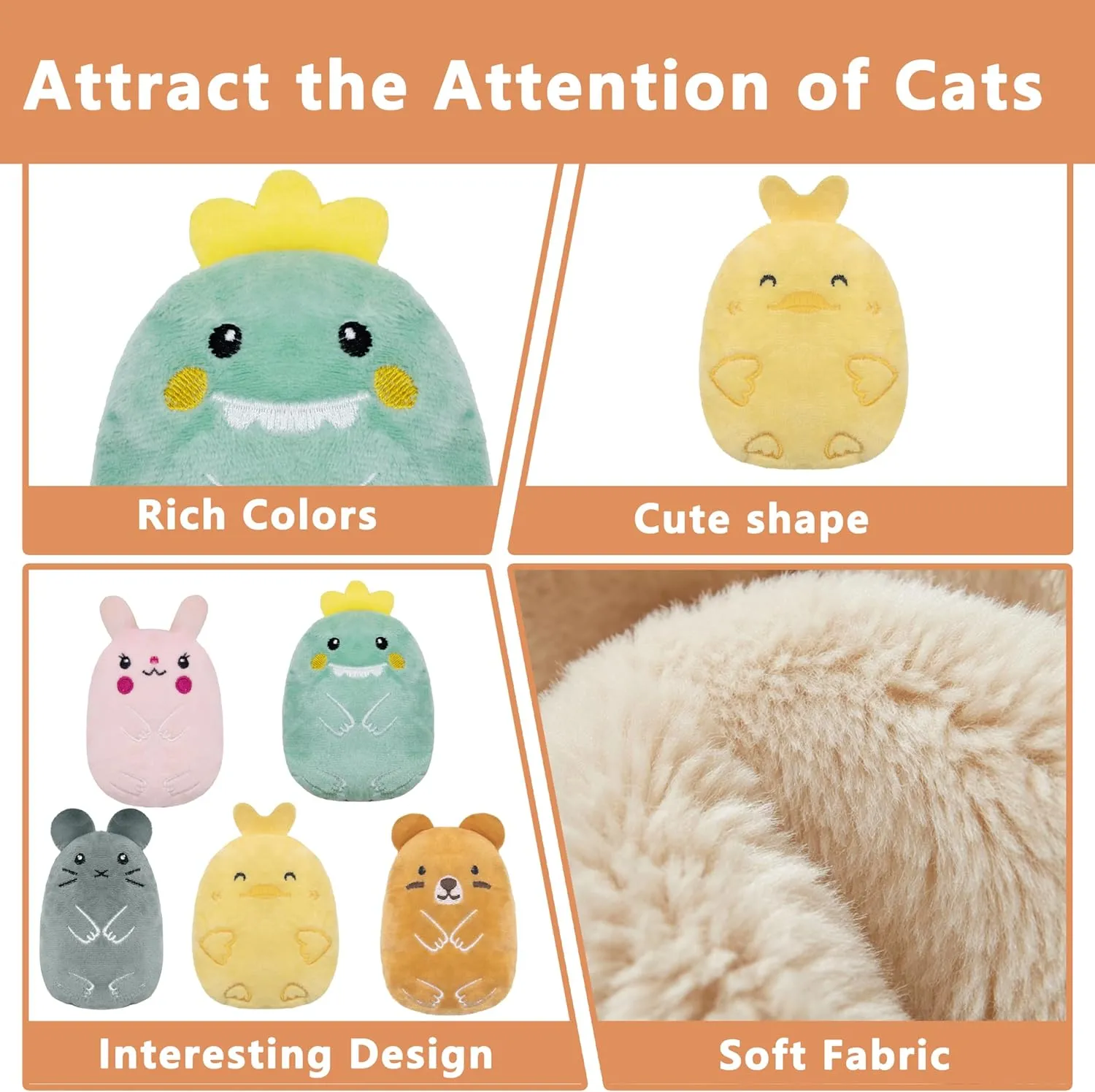 5pcs Crinkle Sound cat Toys, Funny cat Toys, bite Resistant cat Toys, Indoor Cartoon cat Toys for cat,cat chew Toys.