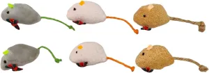 6-Pack Catnip Mice Toys with Green Christmas Bows - Holiday Plush Mouse Set for Cats, Interactive and Festive Cat Toys