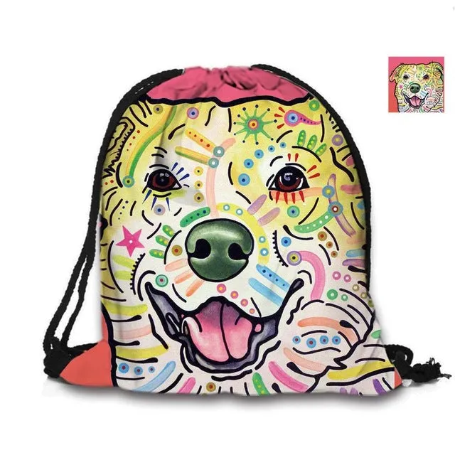 Australian Shepherd Drawstring Bag Cute Pet Dogs Custom Animal Backpack Border Collie Printed Double Sides For Woman School Girl