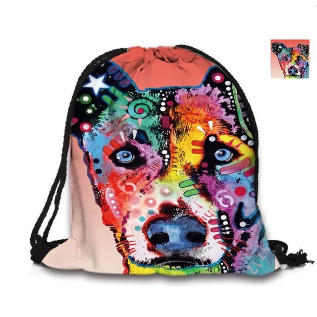 Australian Shepherd Drawstring Bag Cute Pet Dogs Custom Animal Backpack Border Collie Printed Double Sides For Woman School Girl