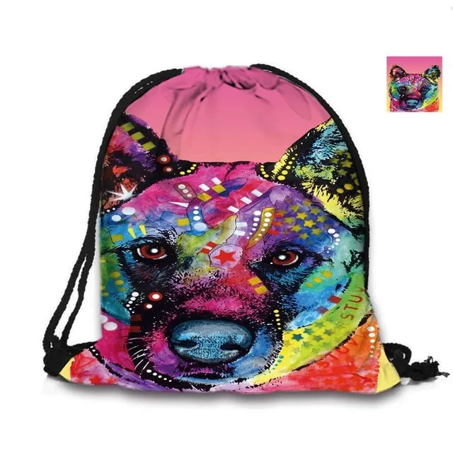 Australian Shepherd Drawstring Bag Cute Pet Dogs Custom Animal Backpack Border Collie Printed Double Sides For Woman School Girl