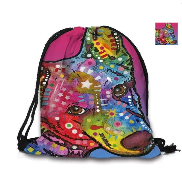Australian Shepherd Drawstring Bag Cute Pet Dogs Custom Animal Backpack Border Collie Printed Double Sides For Woman School Girl