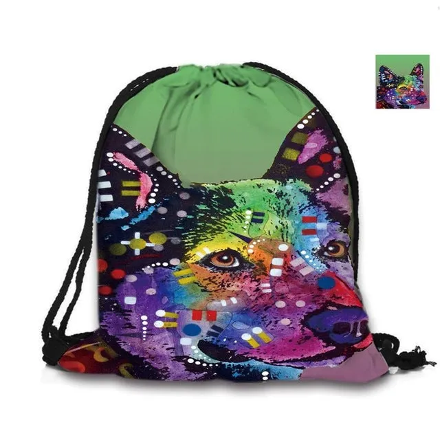Australian Shepherd Drawstring Bag Cute Pet Dogs Custom Animal Backpack Border Collie Printed Double Sides For Woman School Girl