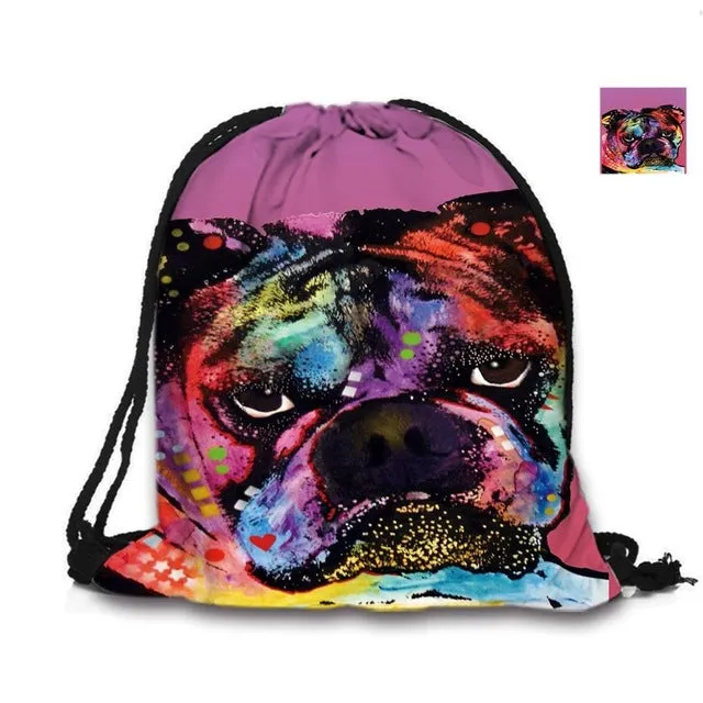 Australian Shepherd Drawstring Bag Cute Pet Dogs Custom Animal Backpack Border Collie Printed Double Sides For Woman School Girl