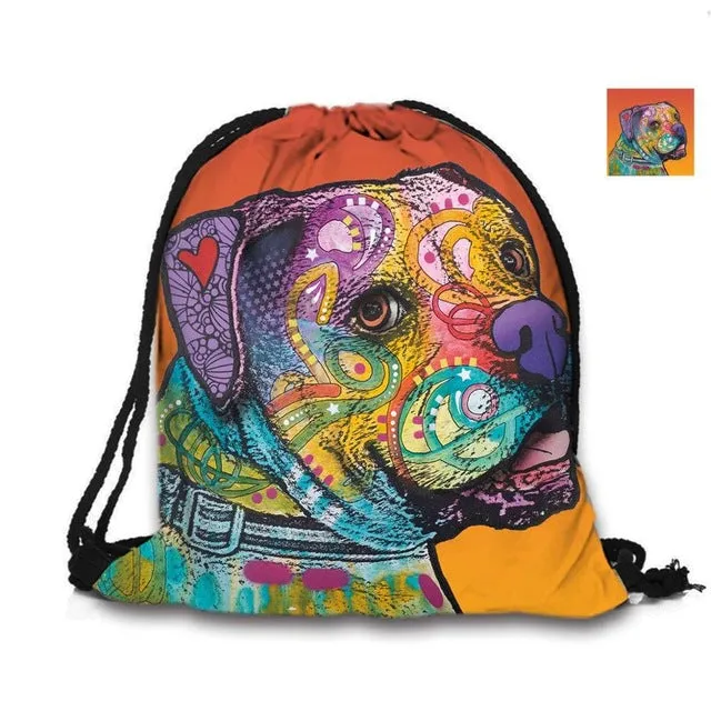 Australian Shepherd Drawstring Bag Cute Pet Dogs Custom Animal Backpack Border Collie Printed Double Sides For Woman School Girl