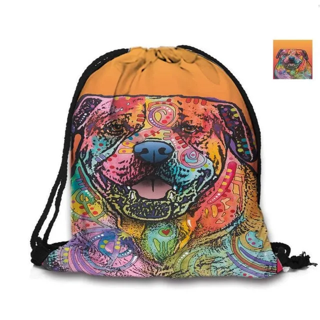 Australian Shepherd Drawstring Bag Cute Pet Dogs Custom Animal Backpack Border Collie Printed Double Sides For Woman School Girl