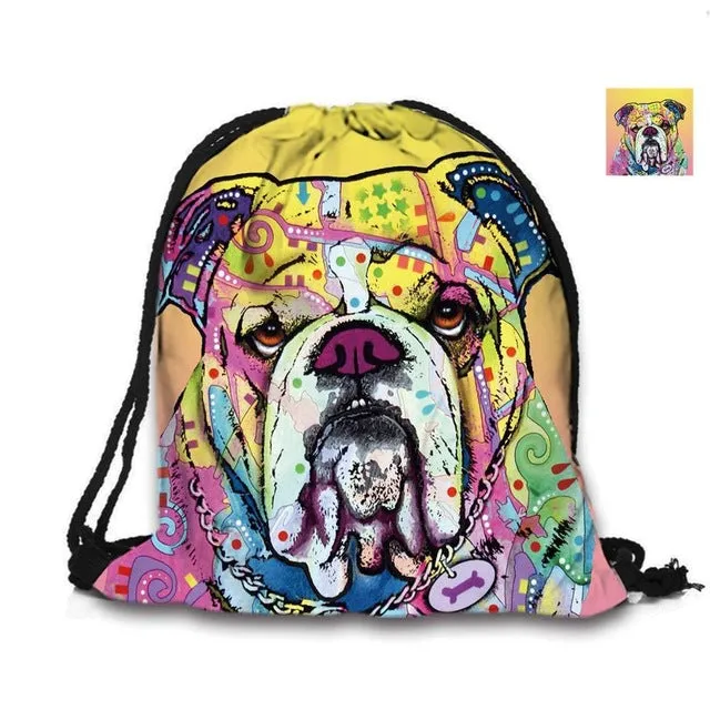 Australian Shepherd Drawstring Bag Cute Pet Dogs Custom Animal Backpack Border Collie Printed Double Sides For Woman School Girl