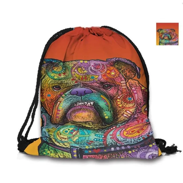 Australian Shepherd Drawstring Bag Cute Pet Dogs Custom Animal Backpack Border Collie Printed Double Sides For Woman School Girl