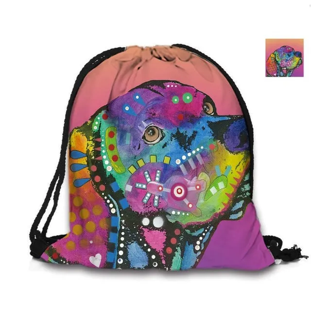 Australian Shepherd Drawstring Bag Cute Pet Dogs Custom Animal Backpack Border Collie Printed Double Sides For Woman School Girl