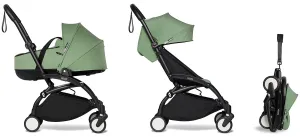 Babyzen YOYO2 Ultra Compact Complete 6  Stroller with Bassinet - Black/Peppermint
