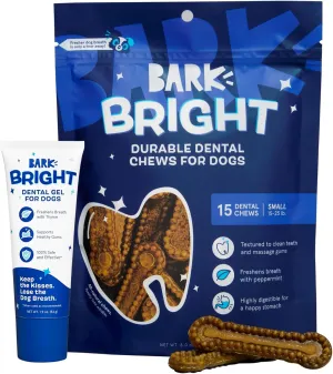 Barkbox Bright Durable Dog Dental Kit for Tough Chewers, Toothpaste - Small Breeds (15 Chew Sticks)