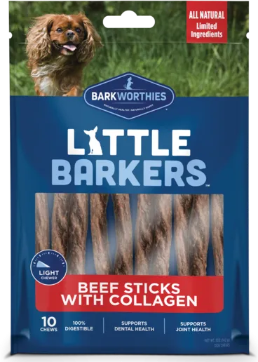 Barkworthies Little Barkers Beef Sticks with Collagen Dog Treats