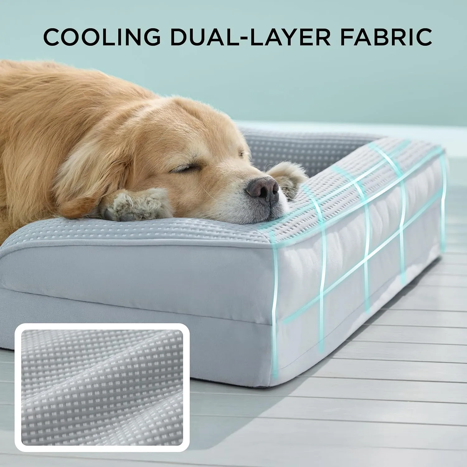 Bedsure XL Cooling Dog Bed for Extra Large Dogs - Orthopedic Washable XLarge Dog Cooling Bed Waterproof, Comfort Pet Couch with Removable Cover, Supportive Foam Pets Sofa with Nonskid Bottom, Grey