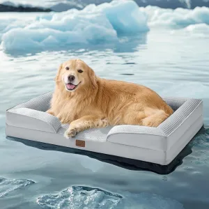 Bedsure XL Cooling Dog Bed for Extra Large Dogs - Orthopedic Washable XLarge Dog Cooling Bed Waterproof, Comfort Pet Couch with Removable Cover, Supportive Foam Pets Sofa with Nonskid Bottom, Grey