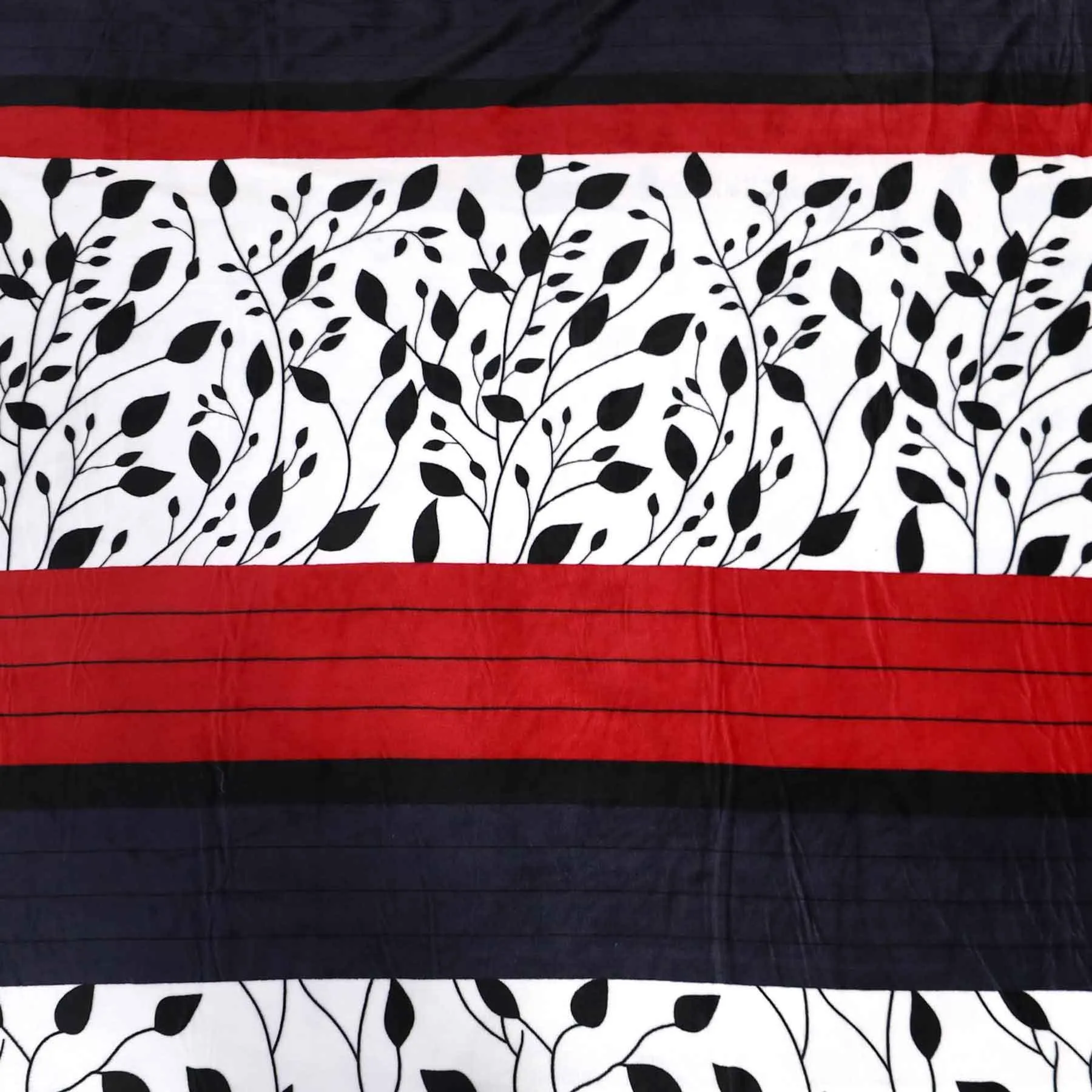 Black Red Leaves Printed AC Fleece Blanket
