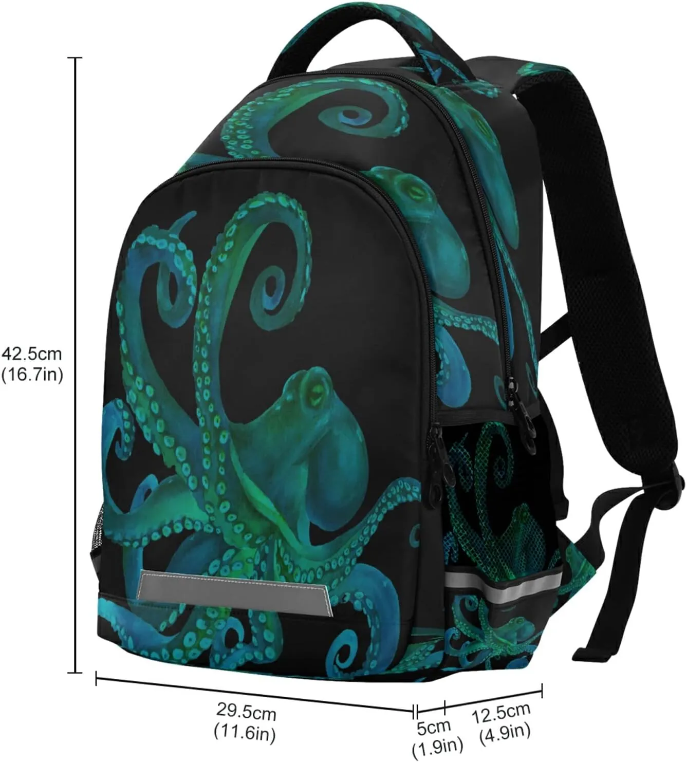 Blue Watercolor Octopus Backpacks Travel Laptop Daypack School Book Bag for Men Women Teens Kids