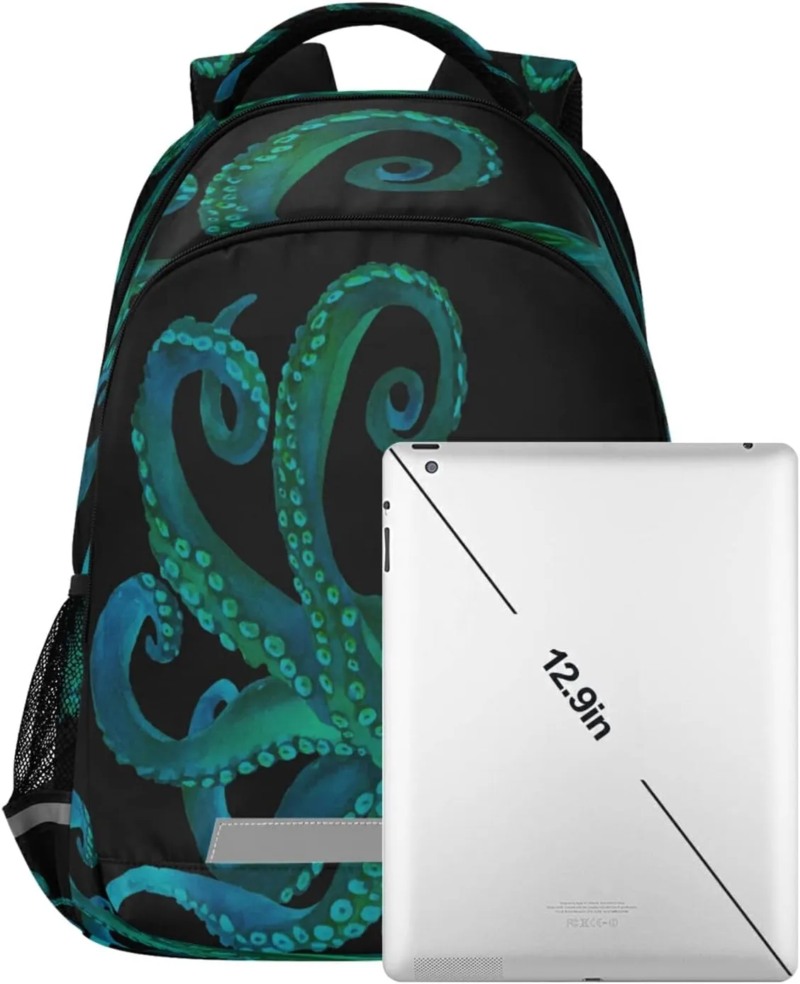 Blue Watercolor Octopus Backpacks Travel Laptop Daypack School Book Bag for Men Women Teens Kids