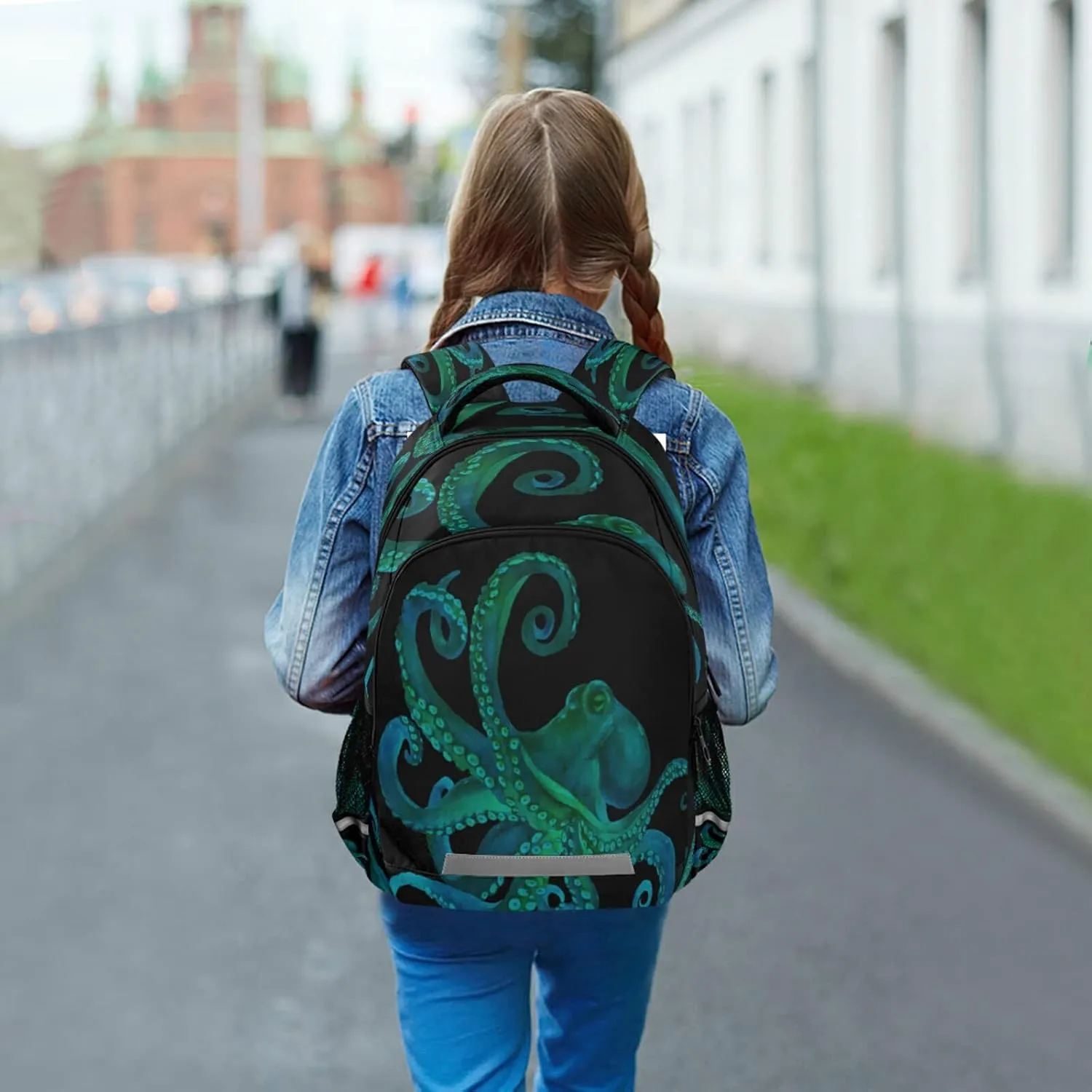 Blue Watercolor Octopus Backpacks Travel Laptop Daypack School Book Bag for Men Women Teens Kids