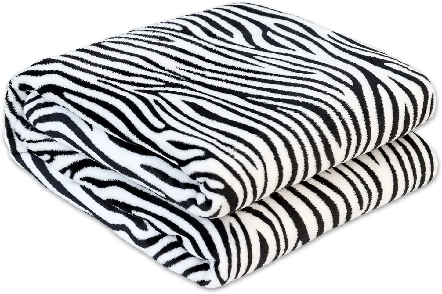 Bnuitland Cute Zebra Print Fleece Flannel Blanket (50X40 inches) with Storage Pouch, 300 GSM Double Sided Super Soft Bed Throw for Kids and Babys, Black and White Lightweight Fuzzy Home Decor