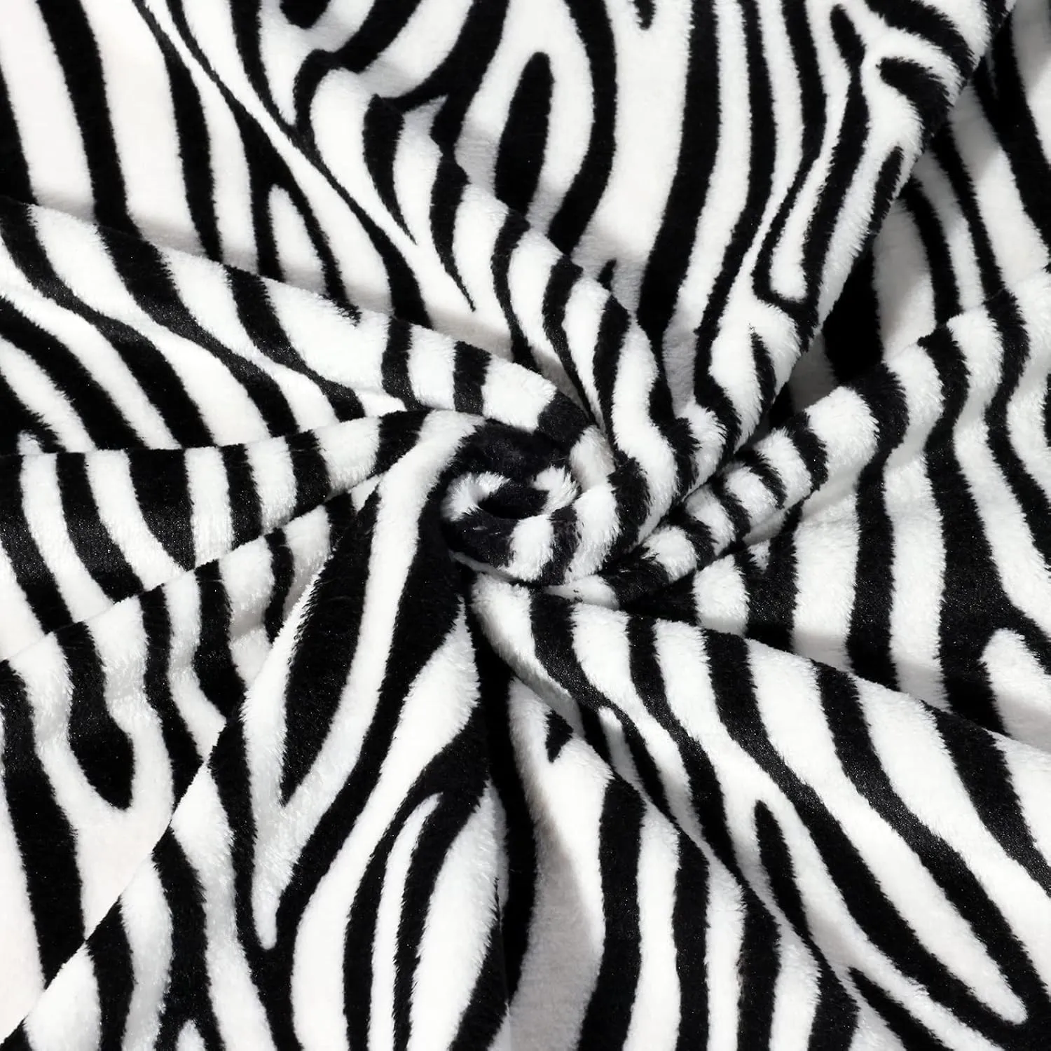 Bnuitland Cute Zebra Print Fleece Flannel Blanket (50X40 inches) with Storage Pouch, 300 GSM Double Sided Super Soft Bed Throw for Kids and Babys, Black and White Lightweight Fuzzy Home Decor