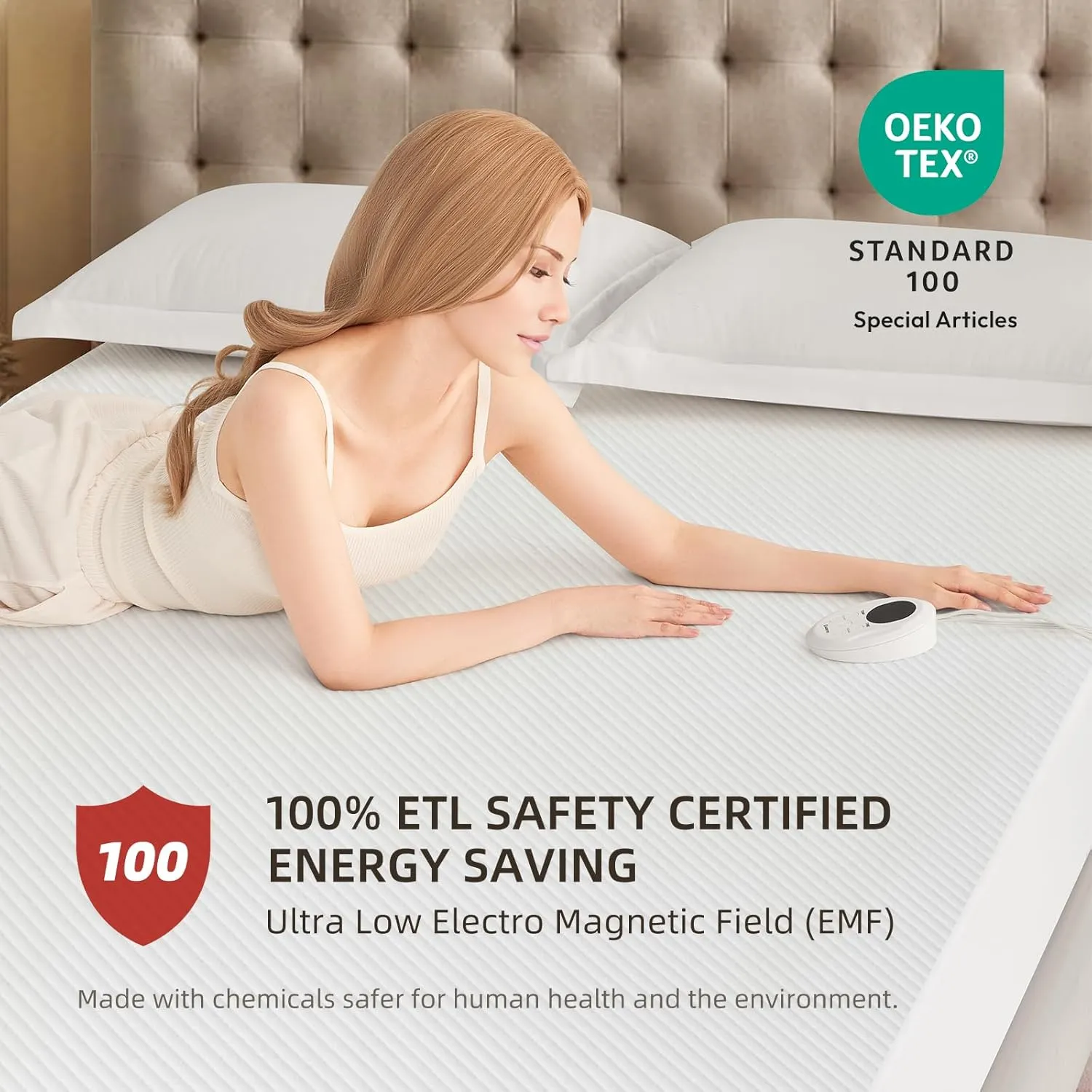 Bwarm Waterproof Heated Mattress Pad, ETL Certified Bed Warmer with Memory Function with 9 Heat Settings, 1-12 Hours Auto Off Deep Pocket, Machine Washable, White Twin XL
