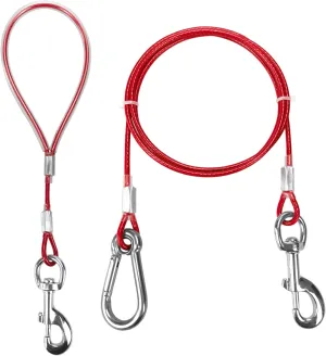 Chew Proof Dog Leash,5Ft Tie Out Cable with Detachable Short Handle,Cable Braided Cord Steel Training Dog Leash for Teething Puppies Small Medium and Large Dogs