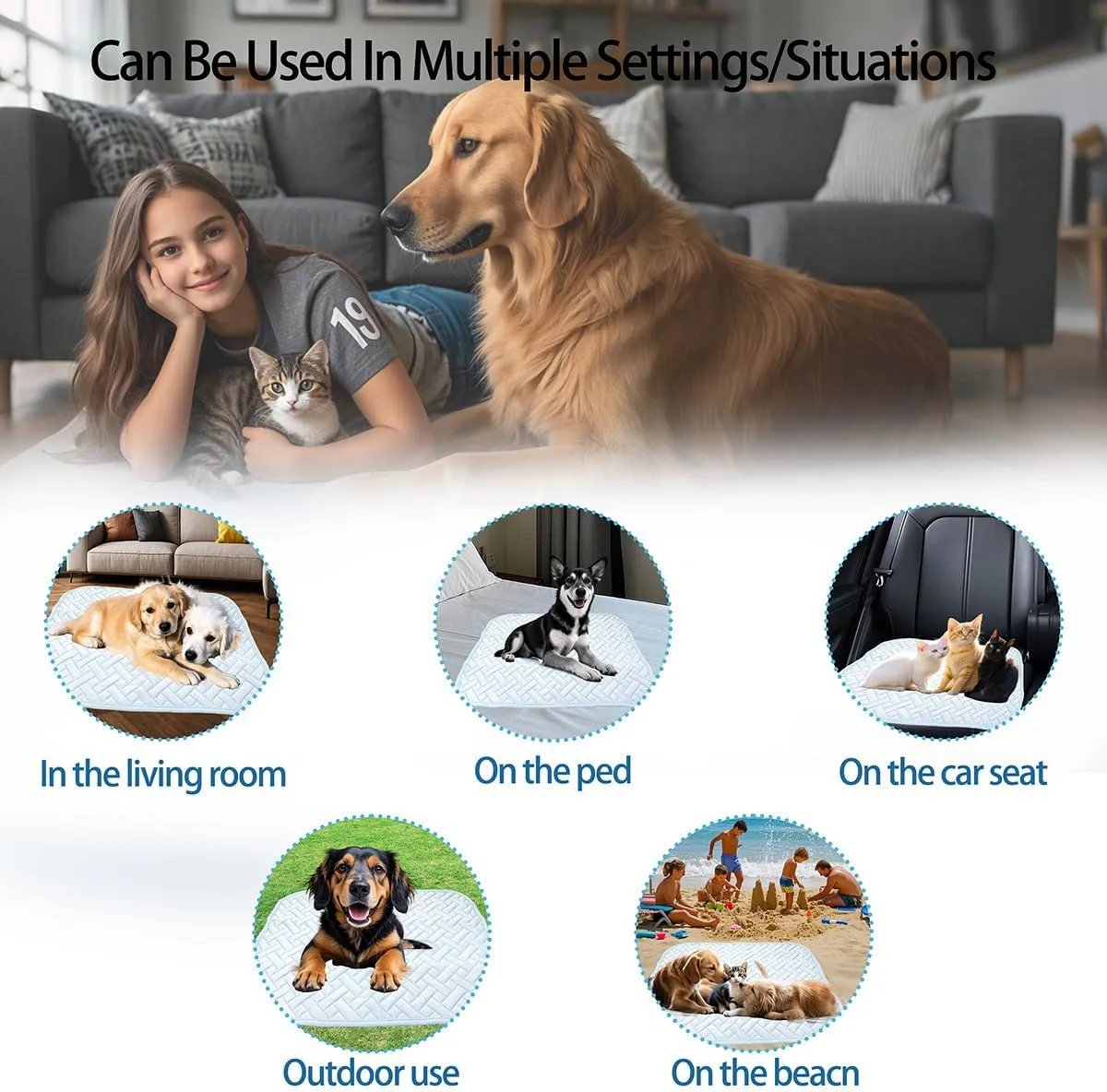 Cooling Mat for Dogs, XL Physical Cooling Pad with Durable Construction, Skin Safe Quilted Surface Washable & Reusable Dog Bed 59" x 39"