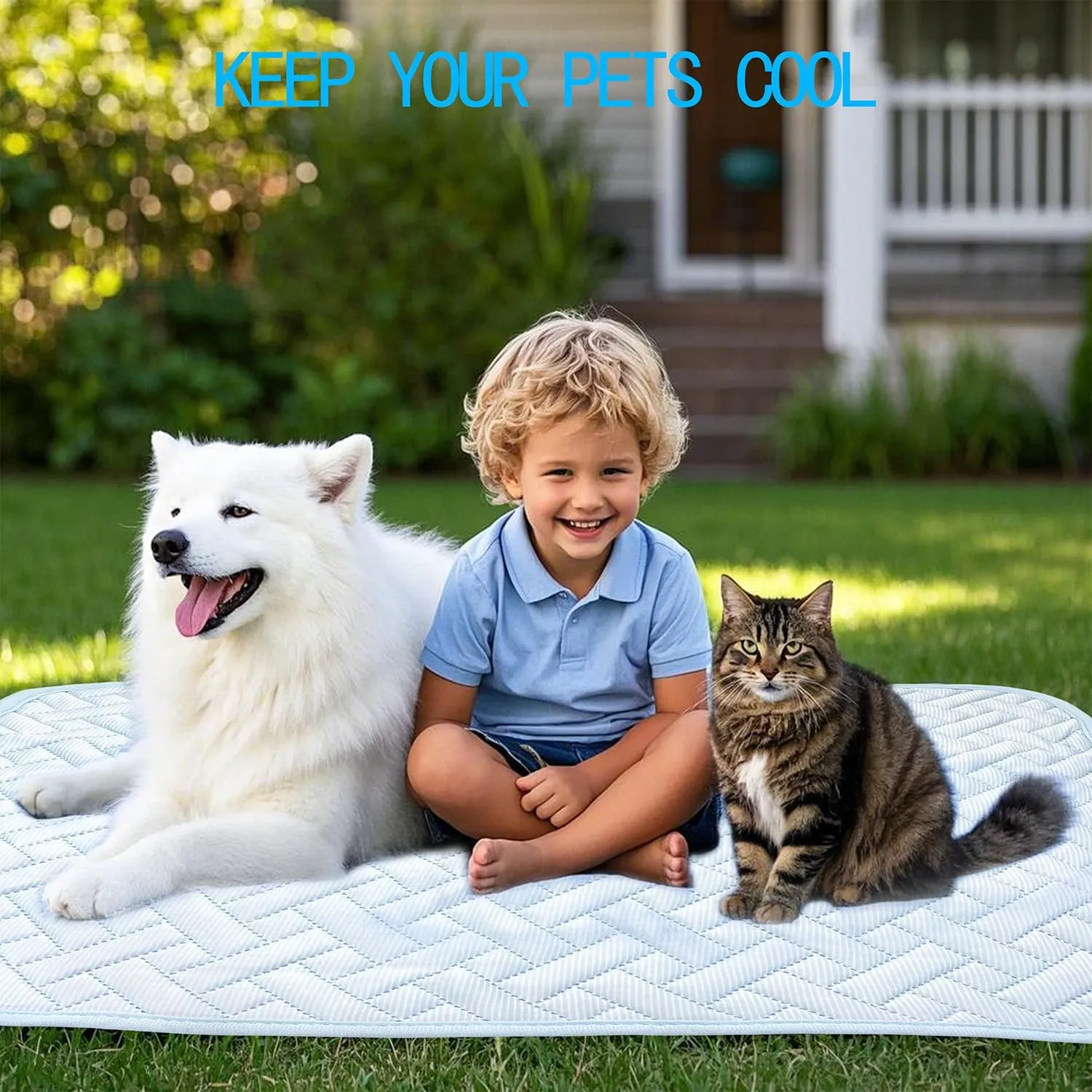 Cooling Mat for Dogs, XL Physical Cooling Pad with Durable Construction, Skin Safe Quilted Surface Washable & Reusable Dog Bed 59" x 39"