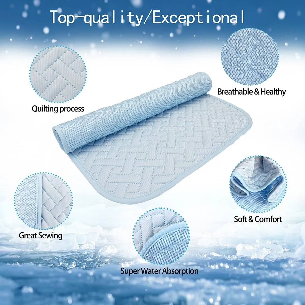 Cooling Mat for Dogs, XL Physical Cooling Pad with Durable Construction, Skin Safe Quilted Surface Washable & Reusable Dog Bed 59" x 39"