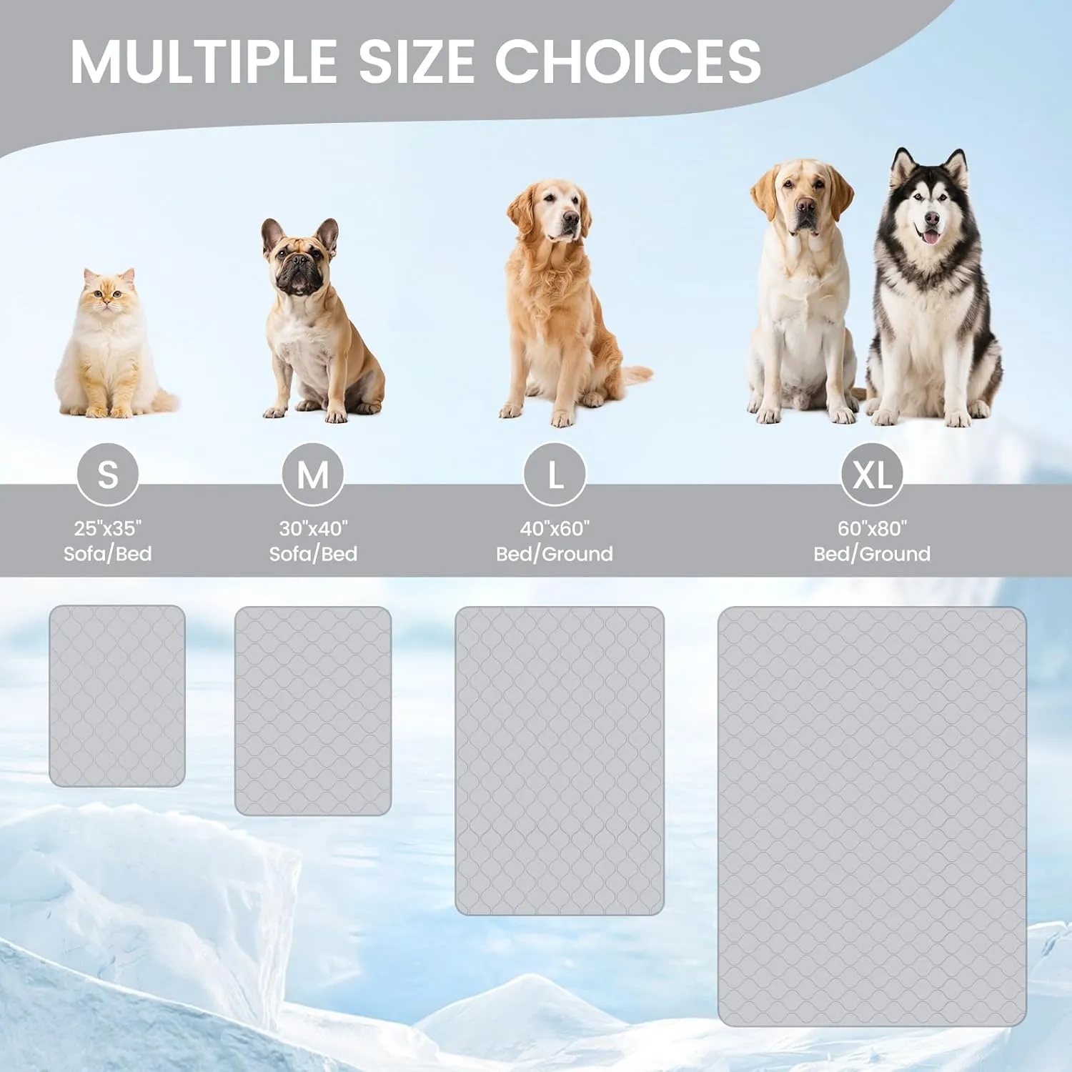 Cozy Bliss Leakproof Cooling Blanket for Large Dogs  Q-Max>0.4, Durable & Washable Dog Cooling Mat for Hot Weather, Soft Pet Throw & Couch Protector for Dogs & Cats, 40x60 Inch, Heather Silver Grey