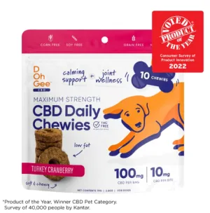 D Oh Gee CBD Brand Daily Turkey Chewies for Dogs - 10 count (100mg CBD Per Bag )  RESTOCKING