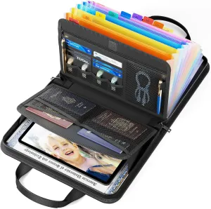 Document Organizer - Fireproof Coating, 13-Pocket Accordion File Organizer with Handle & Labels - Expandable Letter/A4 Size Document Holder