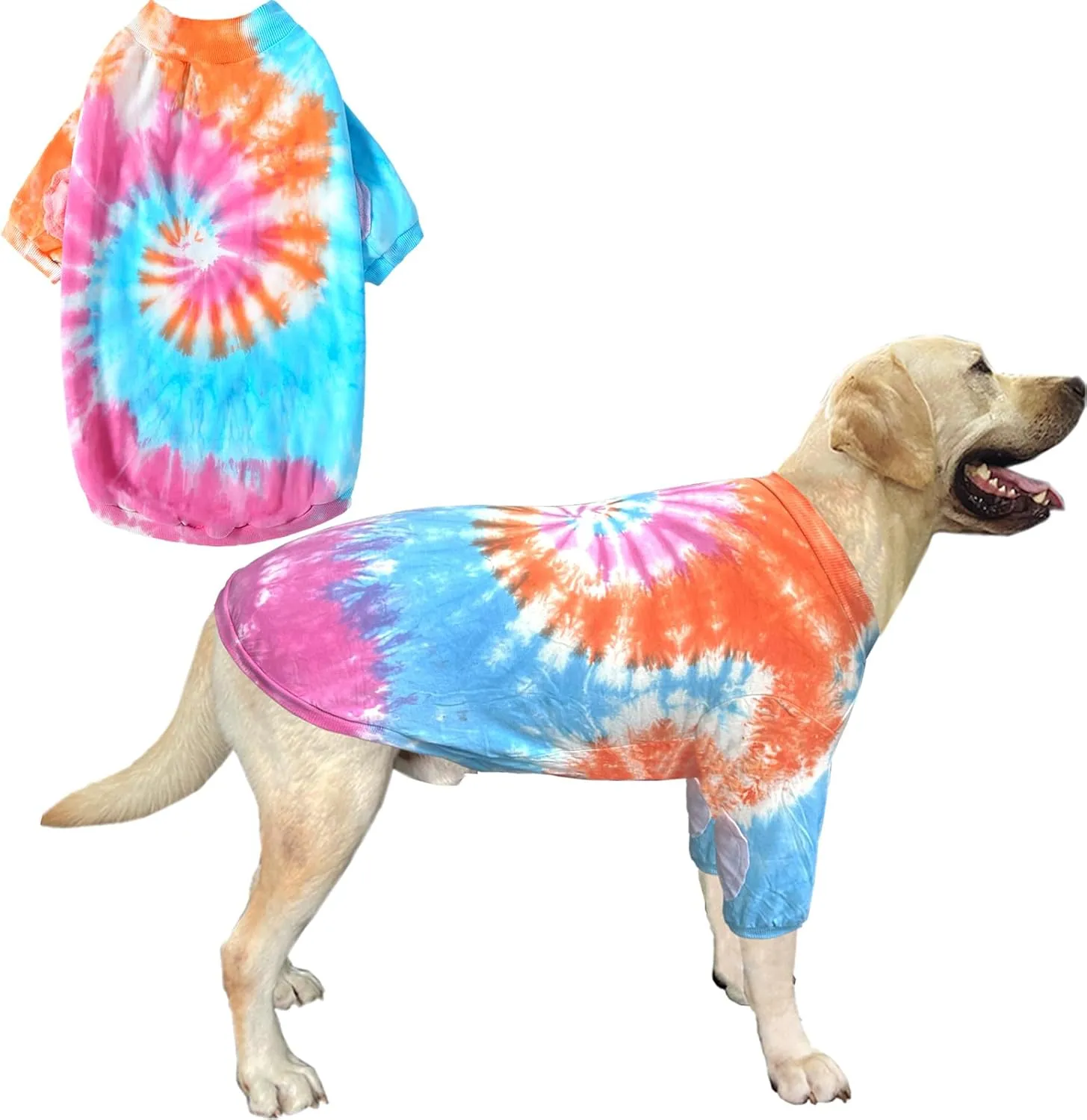 Dog Cotton Colorful Pink Orange T-Shirts Soft and Stretchy Dog Shirt Pajamas Pets Clothes for Extra Large Dogs(2XL PinkOrange)