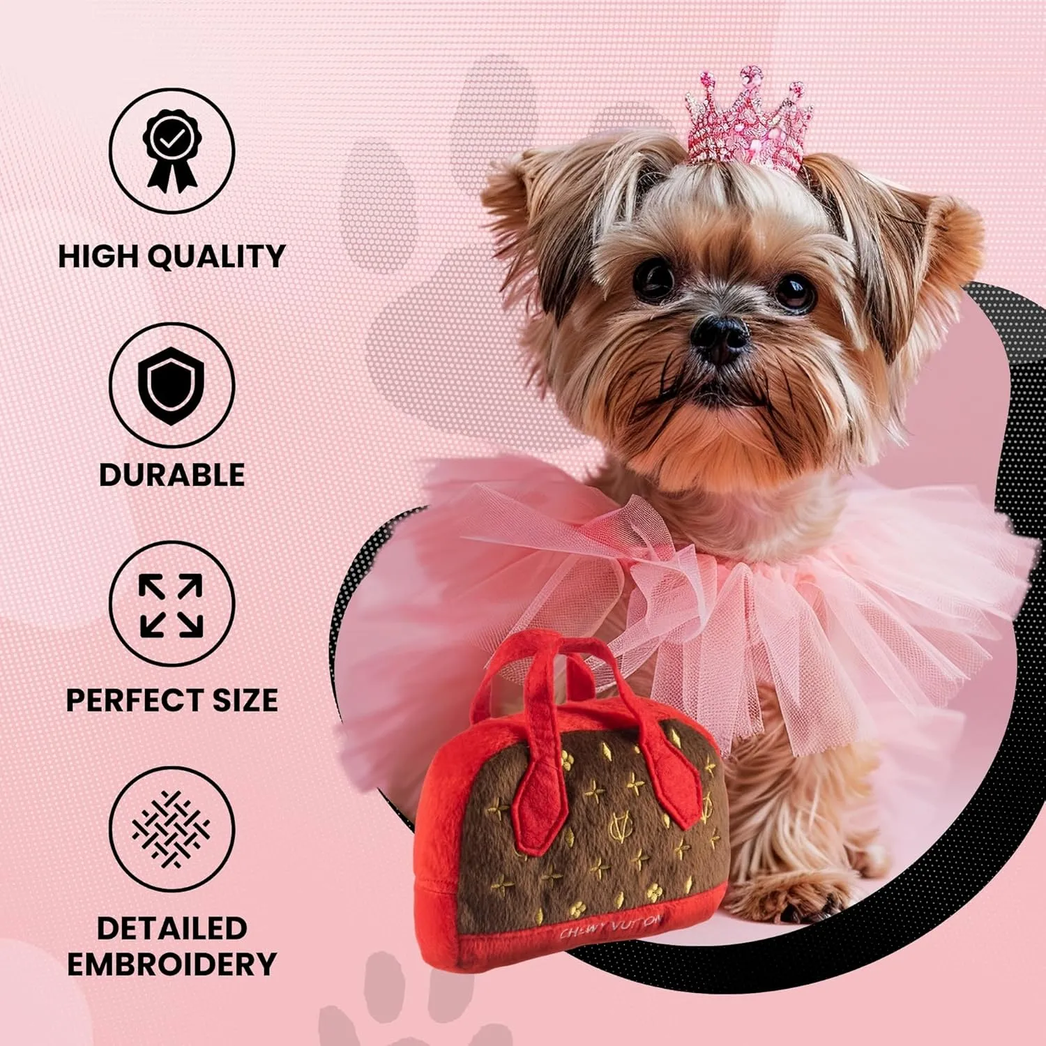 Dog Diggin Designs Runway Pup Collection | Unique Squeaky Parody Plush Dog Toys  Haute Couture Purses & Handbags