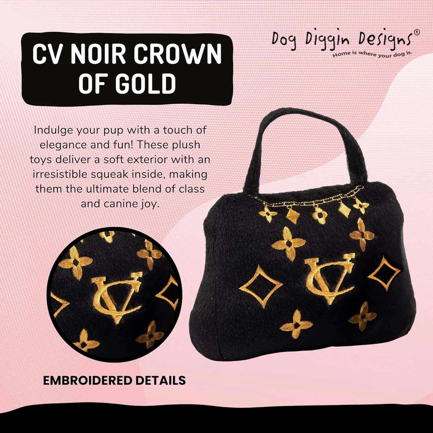 Dog Diggin Designs Runway Pup Collection | Unique Squeaky Parody Plush Dog Toys  Haute Couture Purses & Handbags