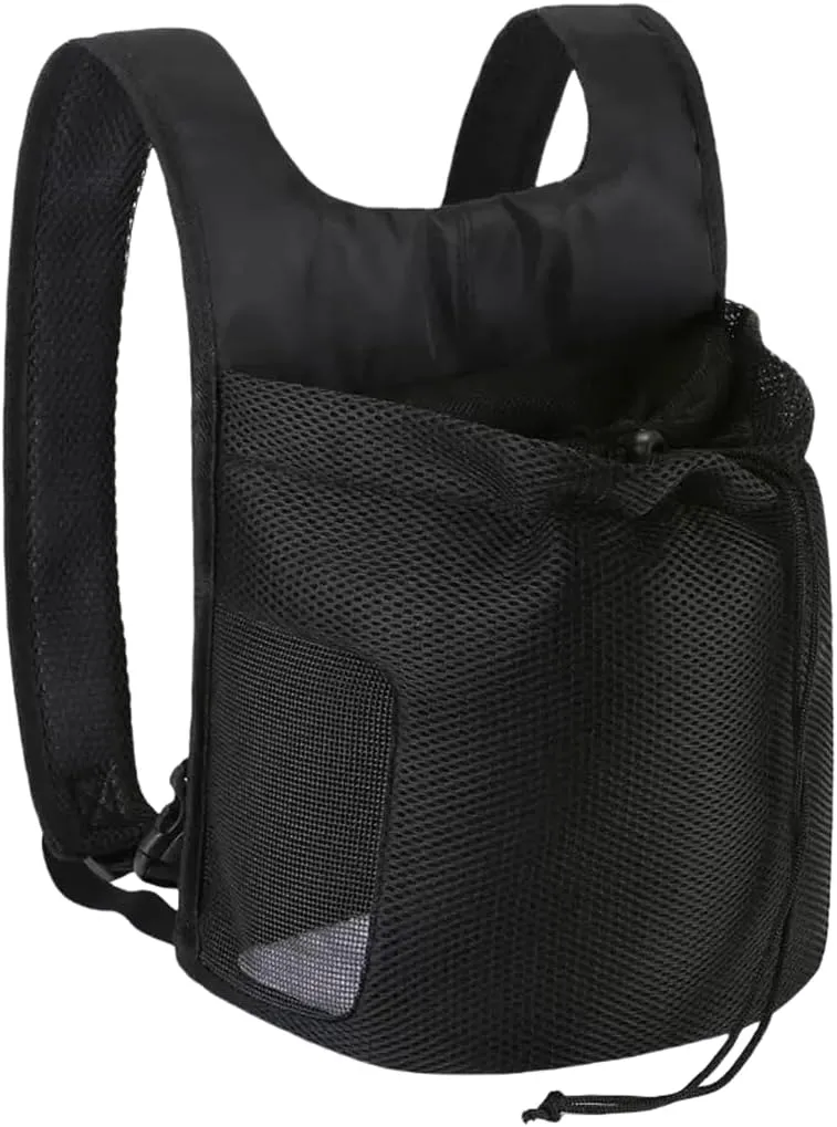 Dog Front Carrier Backpack,Ventilated Mesh Puppy Back Pack with Safety Belt,Adjustable Breathable Pet Carrier for Small Dogs Cats,Lightweight Doggy Backpack for Hiking Cycling Outdoor (Black)