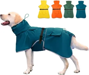Dog Raincoat Waterproof Dog Rain Coat with Hoodile, Reflective Adjustable Lightweight Pet Rain Jacket for Medium Large Dogs(Blue, 7XL)