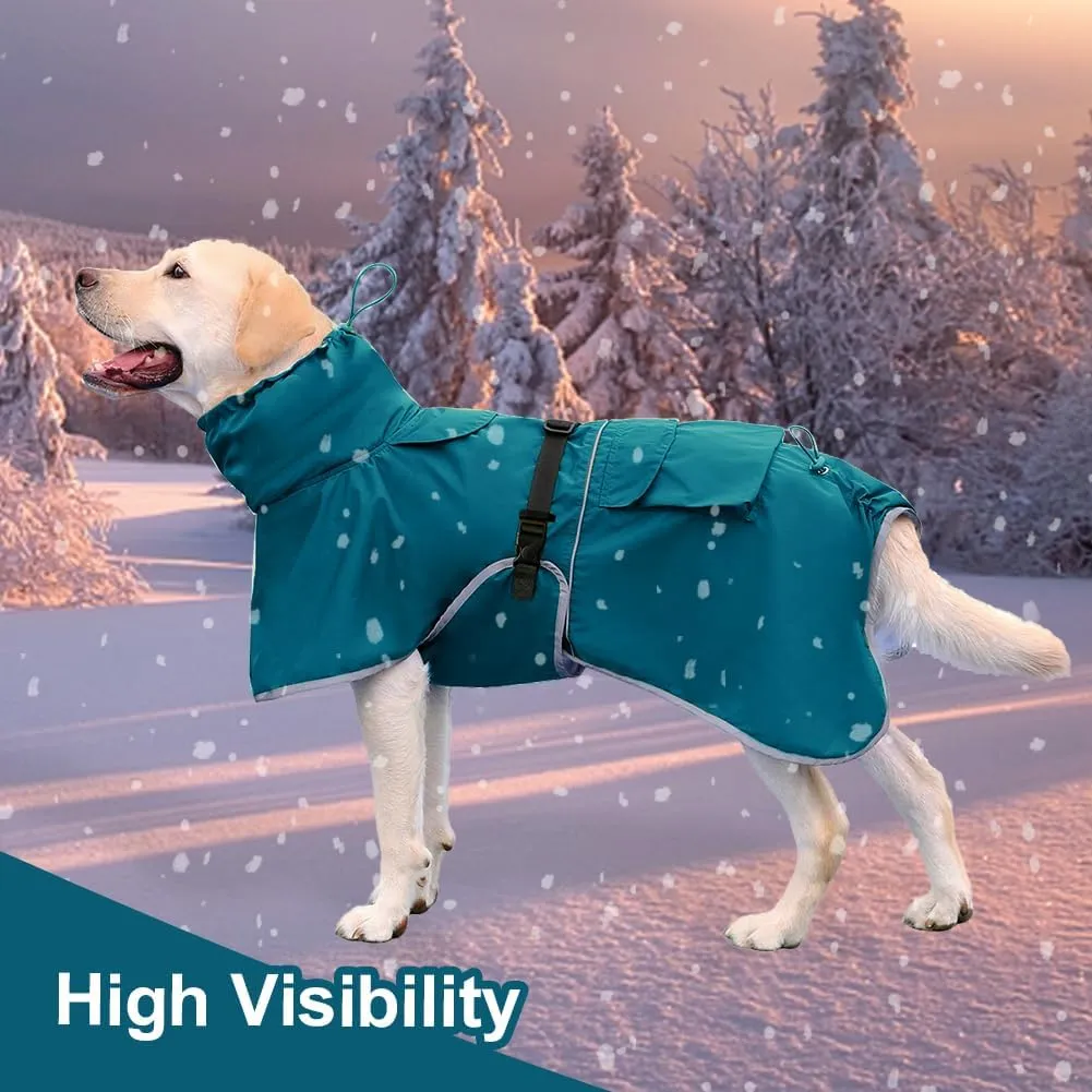 Dog Raincoat Waterproof Dog Rain Coat with Hoodile, Reflective Adjustable Lightweight Pet Rain Jacket for Medium Large Dogs(Blue, 7XL)