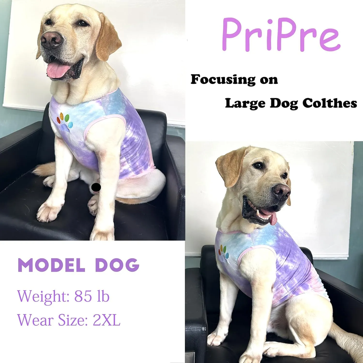 Dog Shirt Dog Vest Summer Tie Dye Dog Clothes Cool Breathable Cotton T-Shirt Medium Large Dog Boys Girls Shirt 2XL