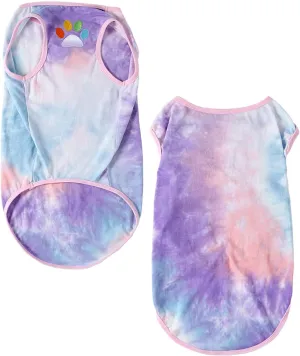 Dog Shirt Dog Vest Summer Tie Dye Dog Clothes Cool Breathable Cotton T-Shirt Medium Large Dog Boys Girls Shirt 2XL
