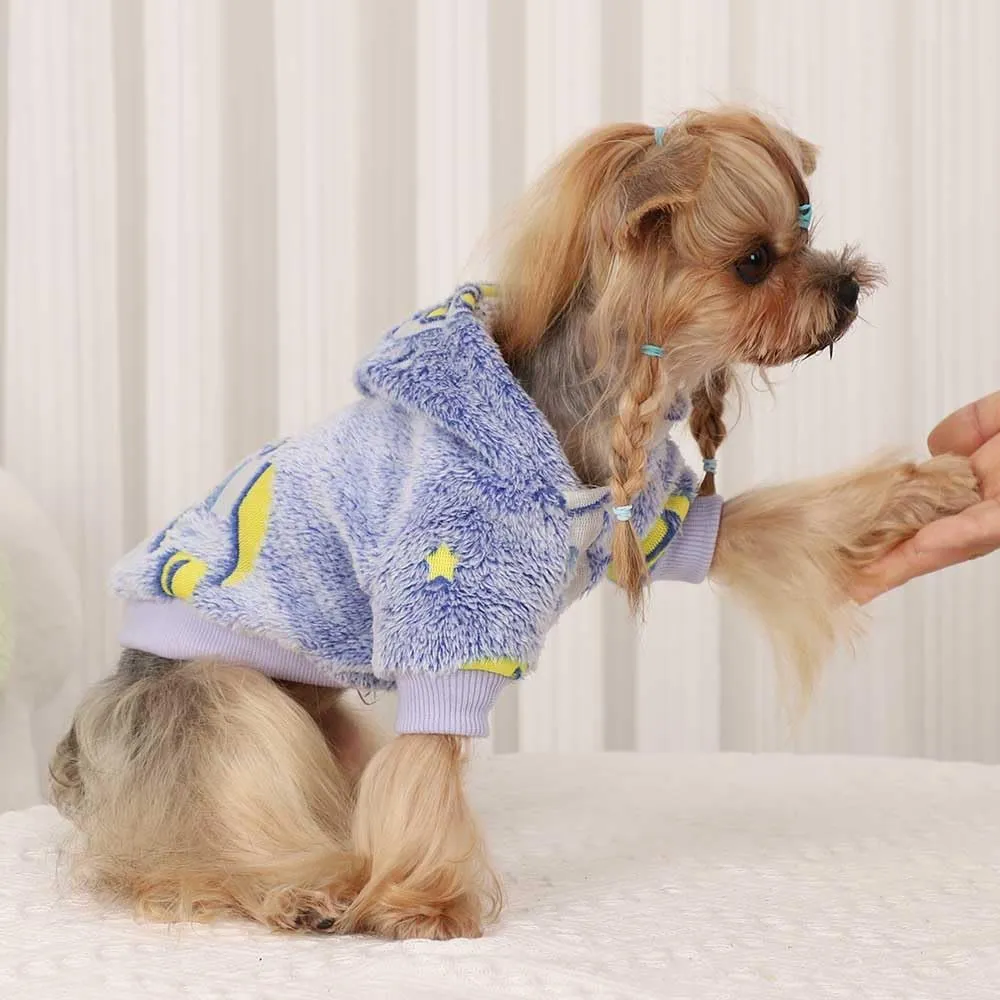 Dog Sweater, Glow in The Dark Dog Hoodie, Soft Flannel Pet Clothes for Boy Girl, Winter Warm Puppy Sweater for Chihuahua Yorkie Cat (Blue Universe,XXS)
