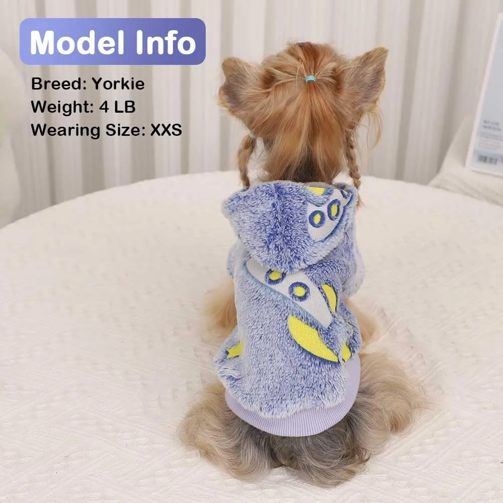 Dog Sweater, Glow in The Dark Dog Hoodie, Soft Flannel Pet Clothes for Boy Girl, Winter Warm Puppy Sweater for Chihuahua Yorkie Cat (Blue Universe,XXS)