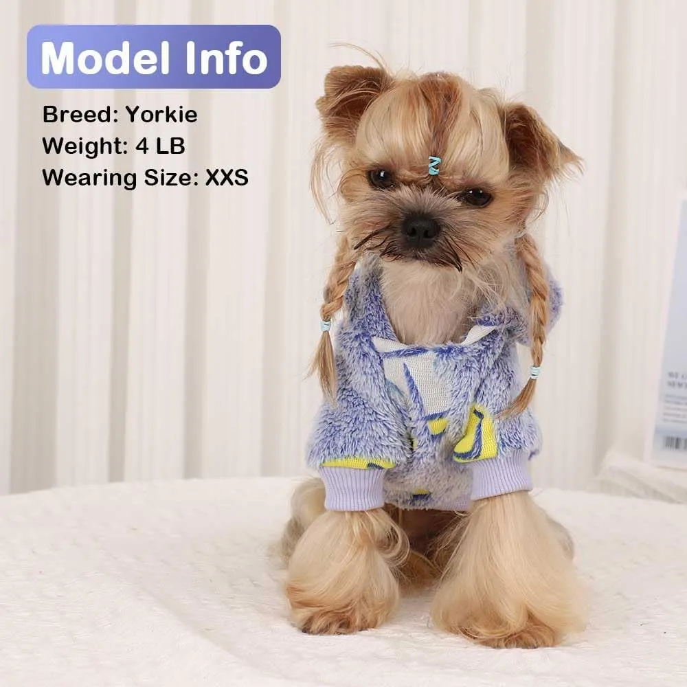 Dog Sweater, Glow in The Dark Dog Hoodie, Soft Flannel Pet Clothes for Boy Girl, Winter Warm Puppy Sweater for Chihuahua Yorkie Cat (Blue Universe,XXS)