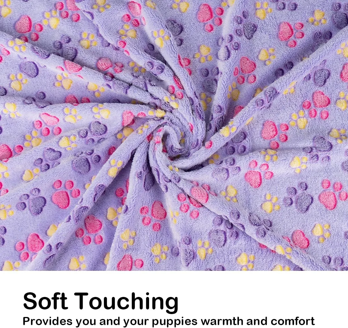 Dono 1 Pack 2 Dog Blankets, Soft Fluffy Fleece Pet Blanket Warm Sleep Mat Paw Print Design Puppy Kitten Throw Blankets Doggy Blanket for Dogs