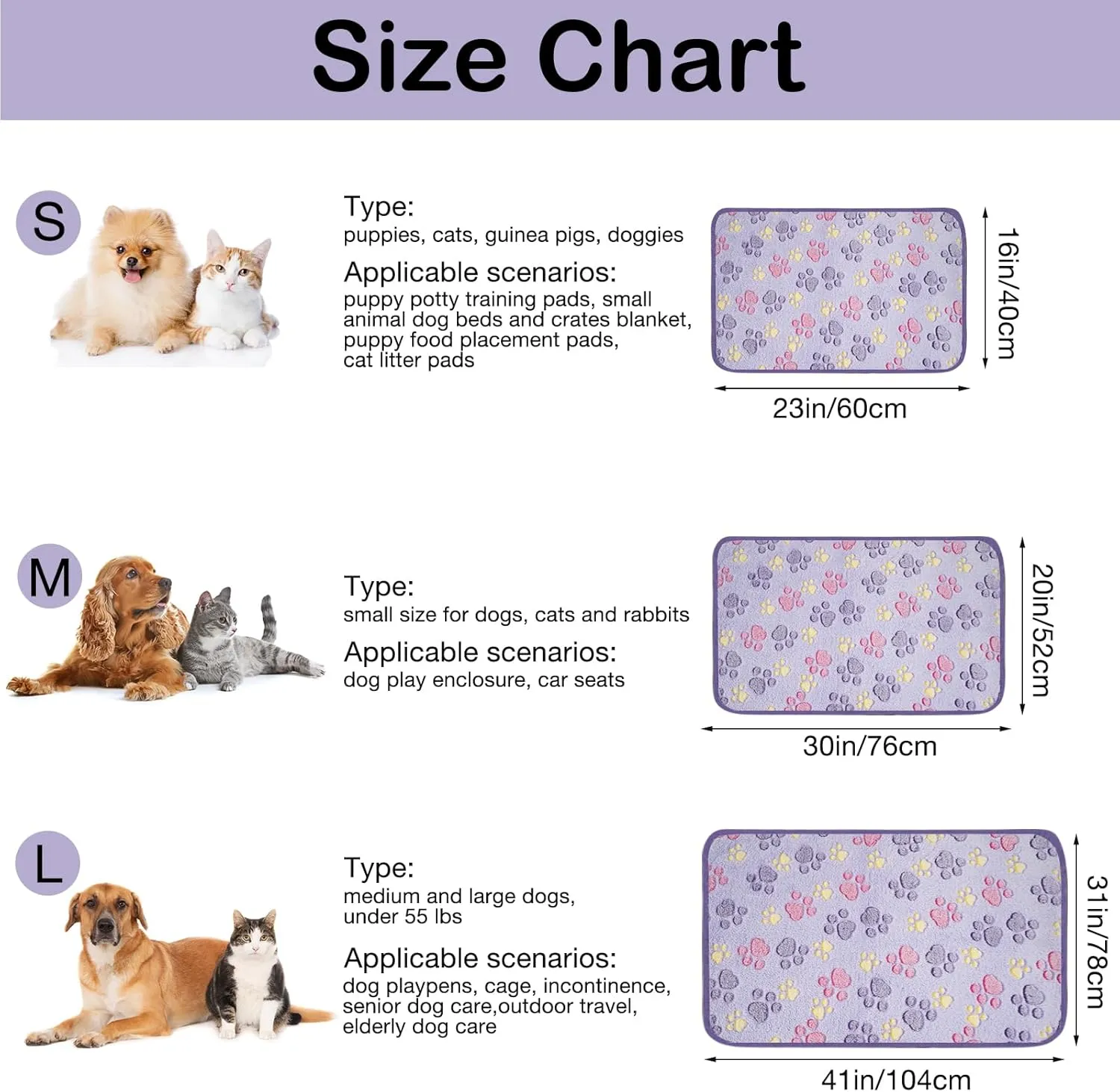 Dono 1 Pack 2 Dog Blankets, Soft Fluffy Fleece Pet Blanket Warm Sleep Mat Paw Print Design Puppy Kitten Throw Blankets Doggy Blanket for Dogs